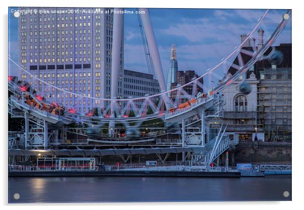 The Shard through the London eye  Acrylic by mike cooper