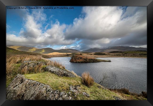 Llyn Y Dywarchen Framed Print by Adrian Evans