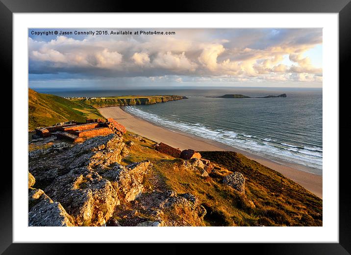  Rhossili Golden Hour Framed Mounted Print by Jason Connolly