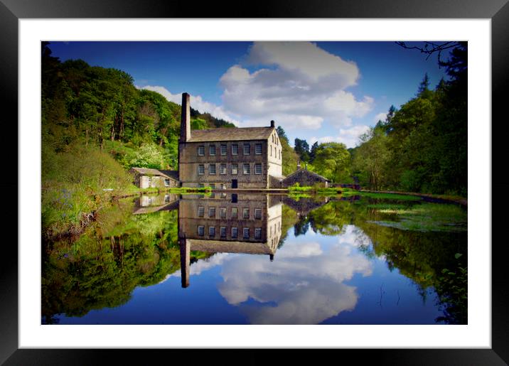 Industrial reflections of Gibson Mill Framed Mounted Print by Karl Butler