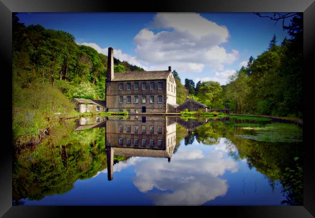 Industrial reflections of Gibson Mill Framed Print by Karl Butler