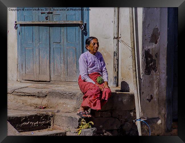  Contemplation in Kathmandu Framed Print by colin chalkley