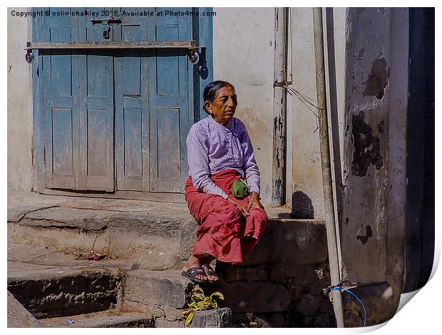  Contemplation in Kathmandu Print by colin chalkley