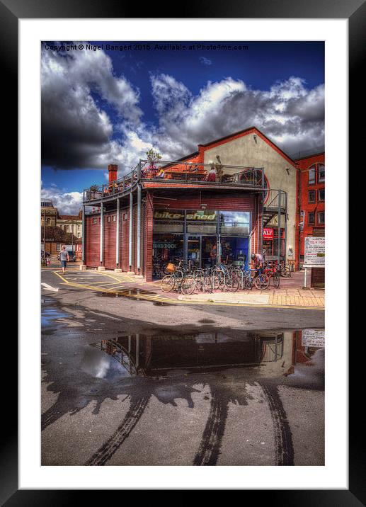  Bristol Docks Cafe and Bike Shop Framed Mounted Print by Nigel Bangert