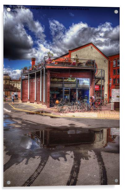  Bristol Docks Cafe and Bike Shop Acrylic by Nigel Bangert