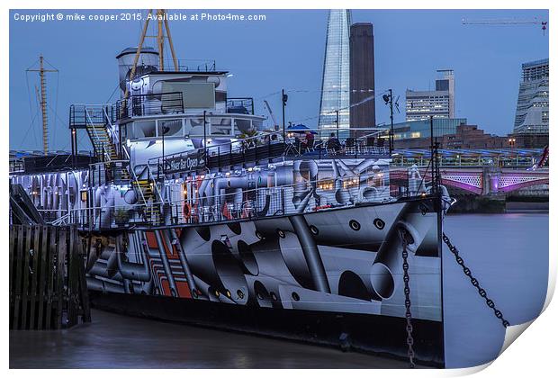  hms President at anchor Print by mike cooper