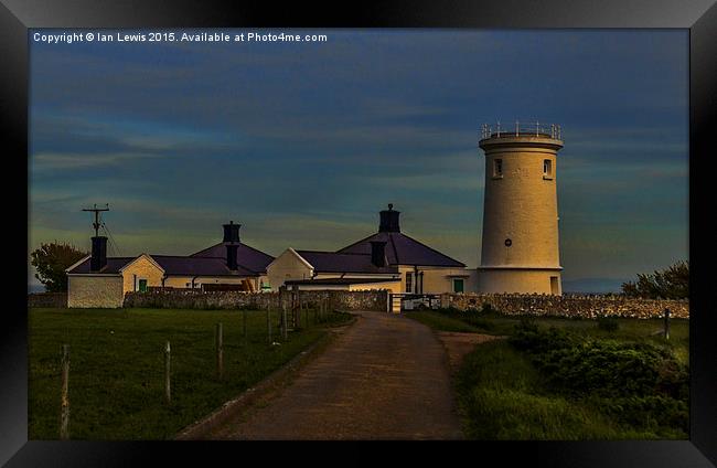 Sunset At Nash Point Lighthouse Framed Print by Ian Lewis