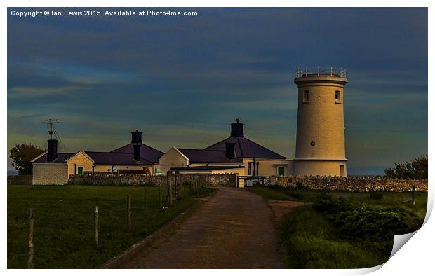 Sunset At Nash Point Lighthouse Print by Ian Lewis