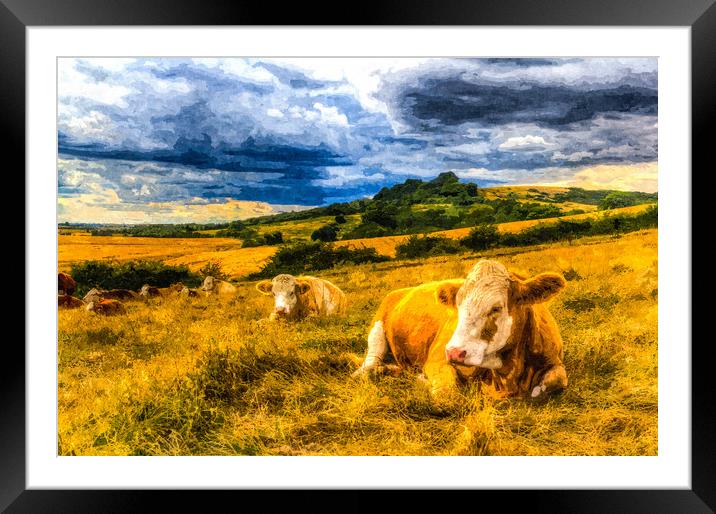 Resting cows Art Framed Mounted Print by David Pyatt