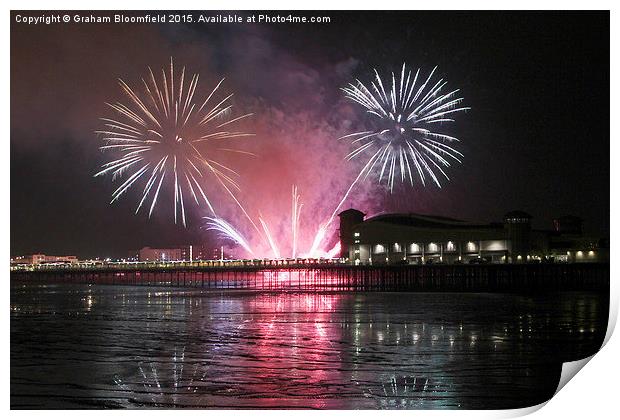  Fireworks at Weston Super Mare Print by Graham Bloomfield
