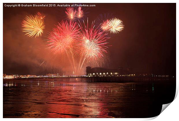 Fireworks over Weston Super Mare Print by Graham Bloomfield