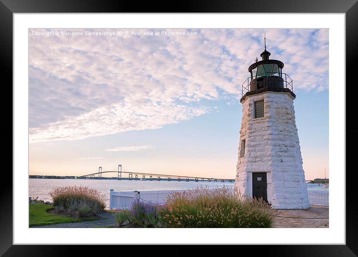 Goat Island lighthouse and bridge Framed Mounted Print by Marianne Campolongo