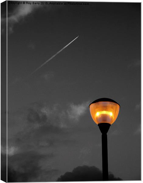  Storms, Lamps and Transatlantic Flights. Canvas Print by Roy Barry