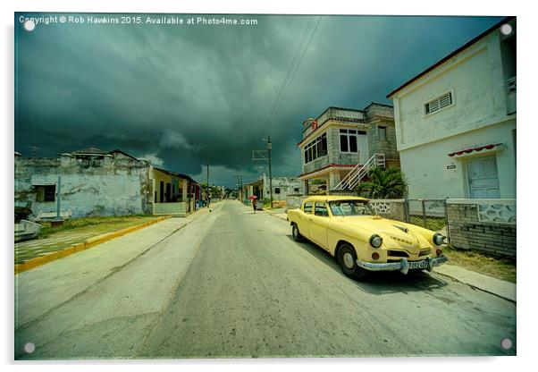  Yellow storm car  Acrylic by Rob Hawkins