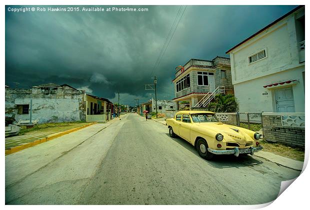  Yellow storm car  Print by Rob Hawkins