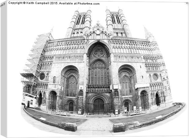 Lincoln Cathedral - black and white version. Canvas Print by Keith Campbell