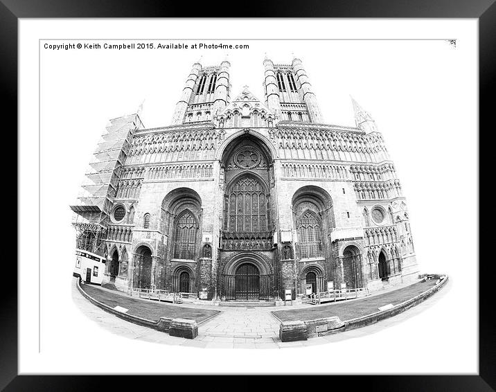  Lincoln Cathedral - black and white version. Framed Mounted Print by Keith Campbell
