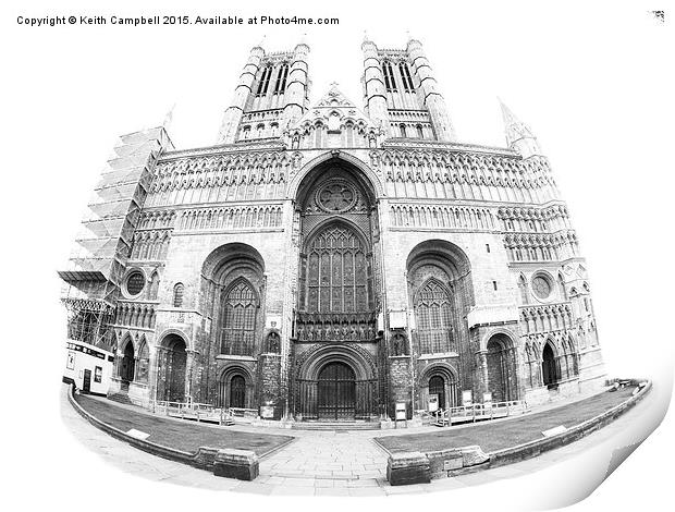  Lincoln Cathedral - black and white version. Print by Keith Campbell