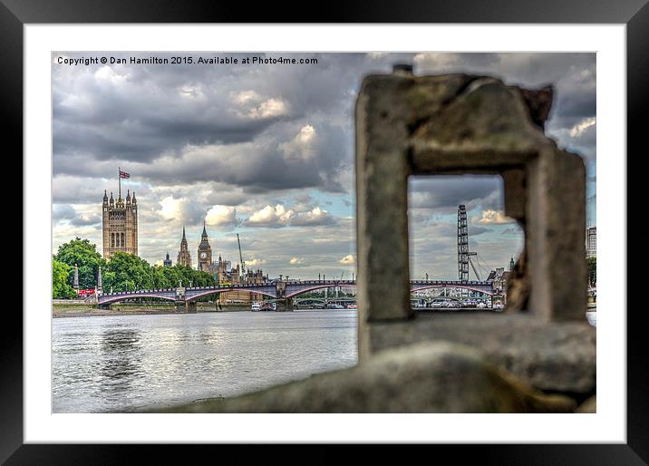  London skyline through a frame Framed Mounted Print by Dan Hamilton