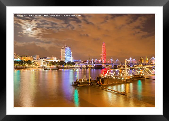  golden Jubilee bridge on a golden night Framed Mounted Print by mike cooper