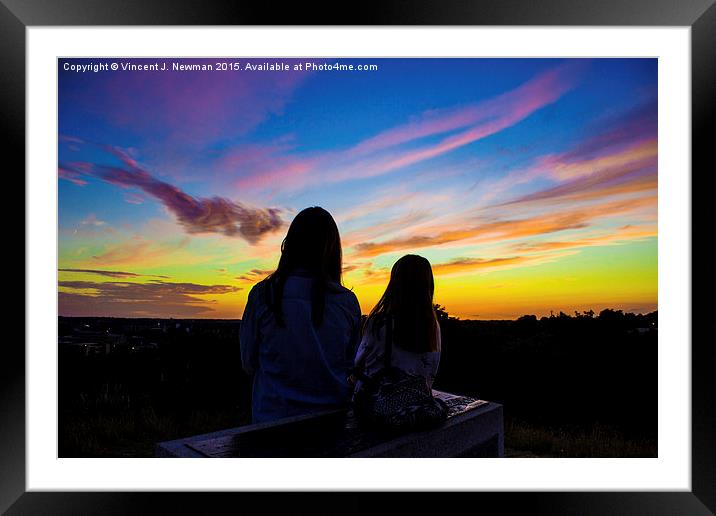 Watching The Sunset Over Norwich, England Framed Mounted Print by Vincent J. Newman