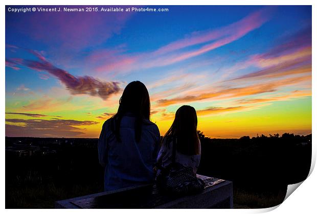 Watching The Sunset Over Norwich, England Print by Vincent J. Newman