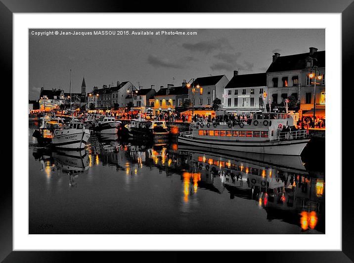 HARBOUR AT DUSK 1BW Framed Mounted Print by Jean-Jacques MASSOU