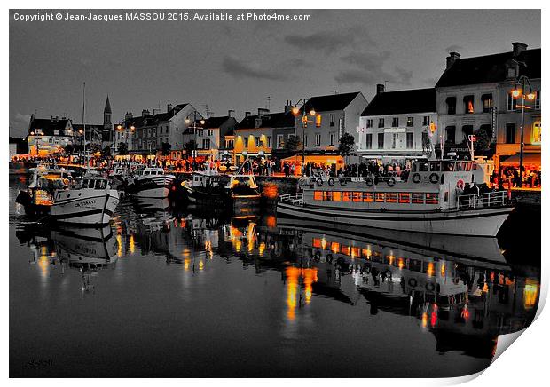 HARBOUR AT DUSK 1BW Print by Jean-Jacques MASSOU