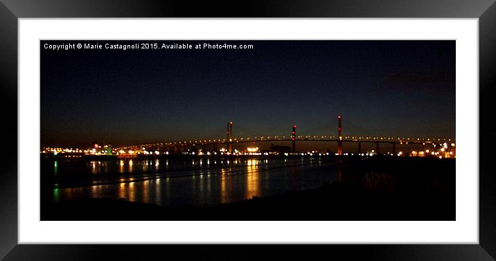    The QE2 Bridge At Night Framed Mounted Print by Marie Castagnoli