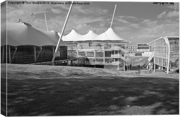  Cricket Ground Southampton Black And White Canvas Print by Terri Waters