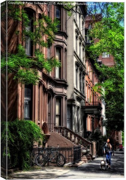  Walking in Brooklyn Heights, New York. Canvas Print by Peter Schneiter