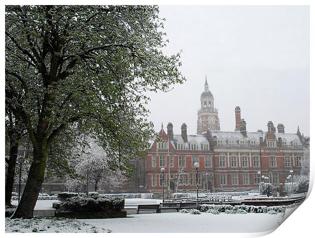  Croydon, Jubilee Gardens in the snow. Print by Peter Schneiter
