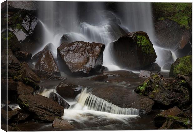  Wet stones and waterfall Canvas Print by Leighton Collins