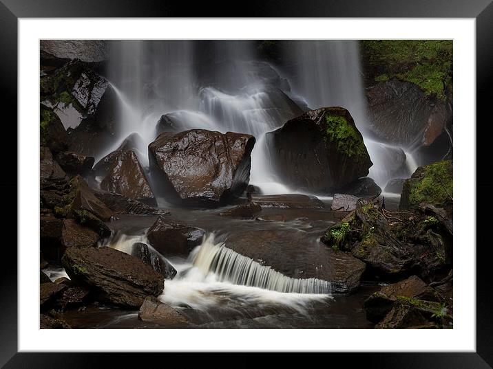  Wet stones and waterfall Framed Mounted Print by Leighton Collins