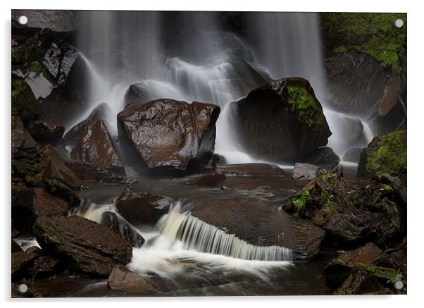  Wet stones and waterfall Acrylic by Leighton Collins