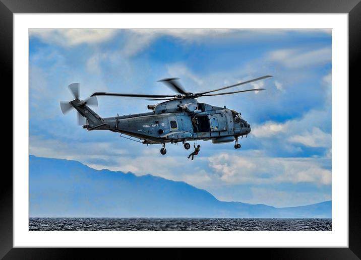 Royal Navy Helicopter Framed Mounted Print by Valerie Paterson