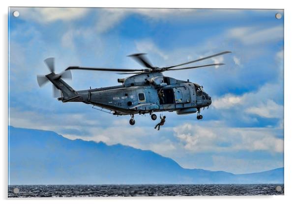 Royal Navy Helicopter Acrylic by Valerie Paterson