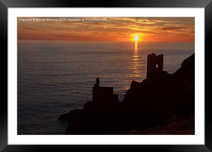  Botallack Mine Sunset Framed Mounted Print by Wendy Williams CPAGB