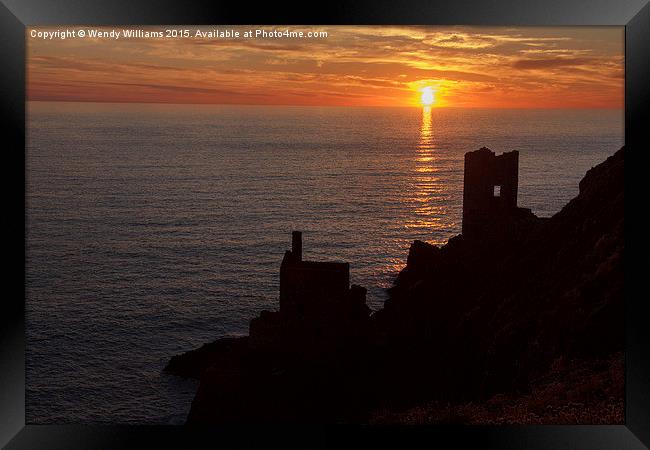  Botallack Mine Sunset Framed Print by Wendy Williams CPAGB