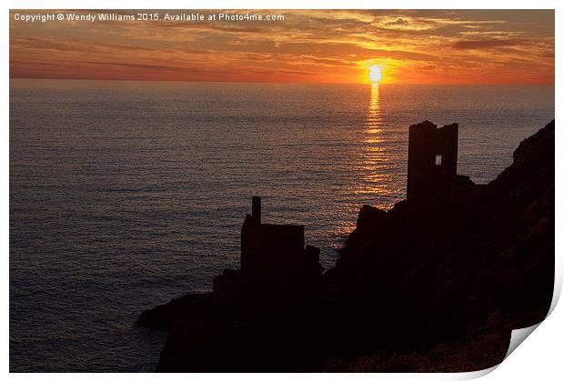  Botallack Mine Sunset Print by Wendy Williams CPAGB