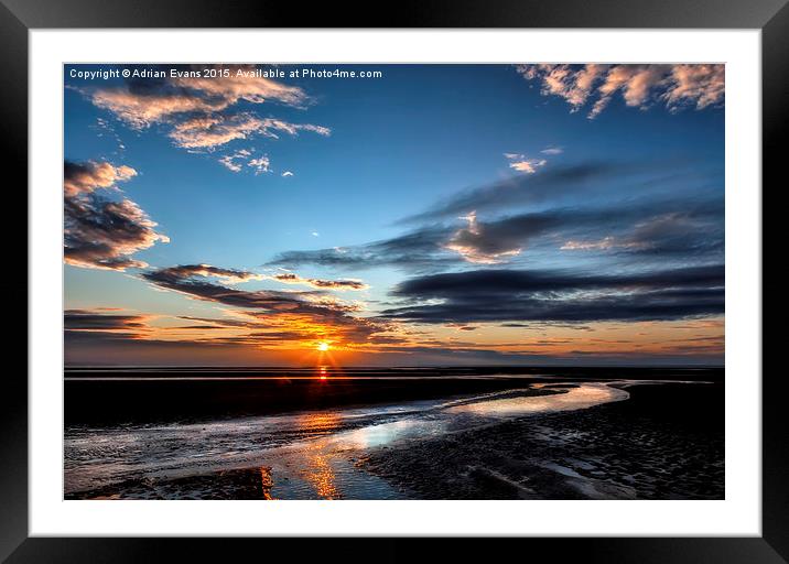 Beach Sunset Framed Mounted Print by Adrian Evans