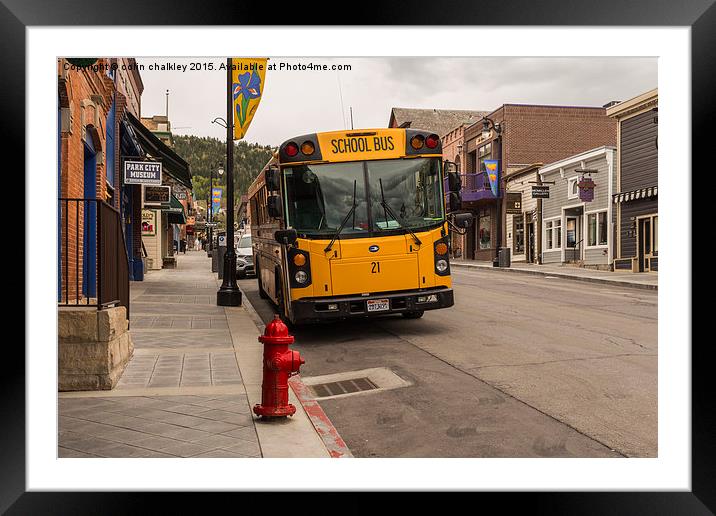 Iconic American School Bus in Park City, Utah, US Framed Mounted Print by colin chalkley