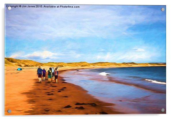  A walk along the beach Acrylic by Jim Jones