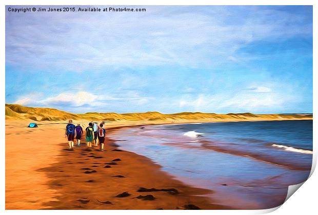  A walk along the beach Print by Jim Jones
