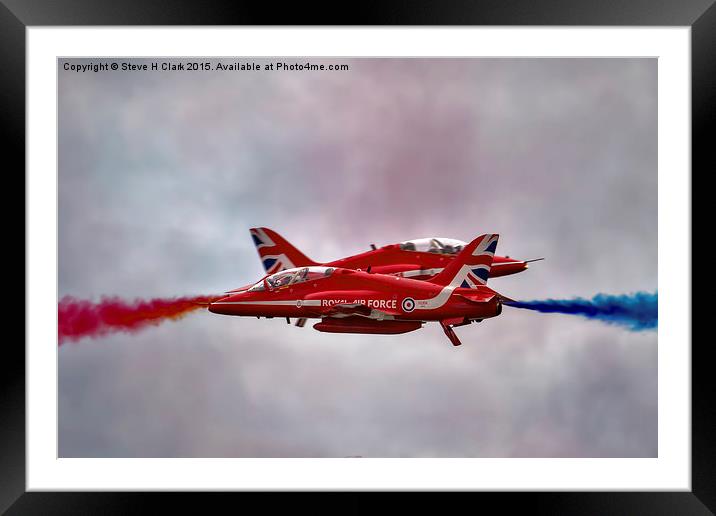Red Arrows Painting the Sky 2015 Framed Mounted Print by Steve H Clark