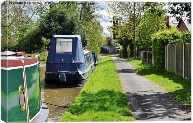  A Canal Narrowboat berthed in Christleton Canvas Print by Frank Irwin