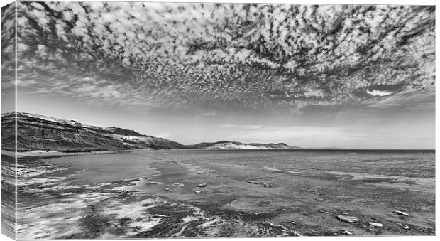  Charmouth and Golden Cap in monochrome. Canvas Print by Mark Godden