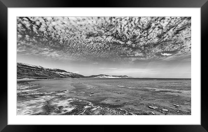  Charmouth and Golden Cap in monochrome. Framed Mounted Print by Mark Godden