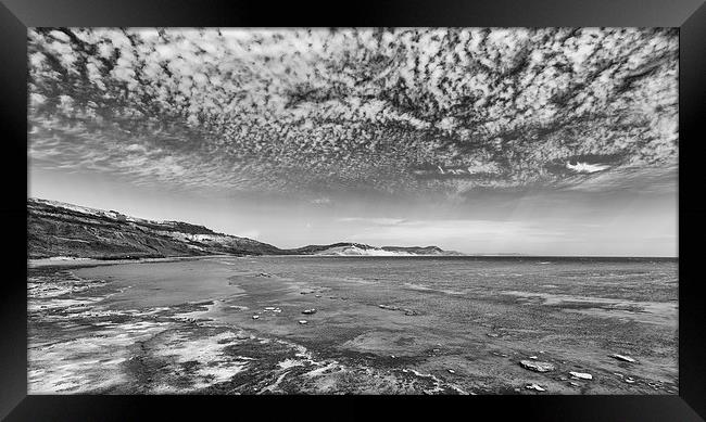  Charmouth and Golden Cap in monochrome. Framed Print by Mark Godden