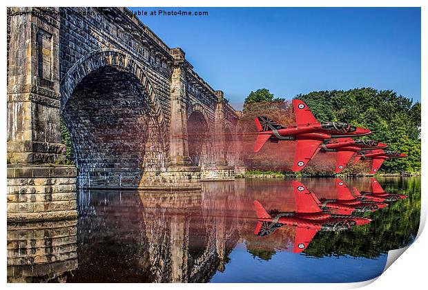 Red Arrows through the aqueduct Print by Paul Madden